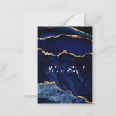 Marine Blauw Marmer Goud Baby Jongen Douche Uitnod Notitiekaartje (Achterkant)