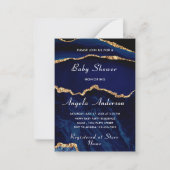 Marine Blauw Marmer Goud Baby Jongen Douche Uitnod Notitiekaartje (Voorkant)