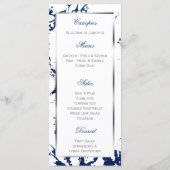Marine Blauw Marmer, Zilver & Wit - Aangepast Menu (Achterkant)