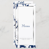Marine Blauw Marmer, Zilver & Wit - Aangepast Menu (Voorkant / Achterkant)