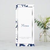 Marine Blauw Marmer, Zilver & Wit - Aangepast Menu (Staand voorkant)