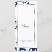 Marine Blauw Marmer, Zilver & Wit - Aangepast Menu (Voorkant)