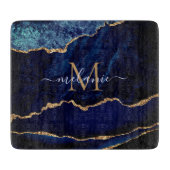 Marine Blauw Marmeren Snijplank Aangepaste Naam Le (Voorkant)