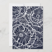 Marine blauw met witte lijn kunst papaver bloemen kaart (Achterkant)