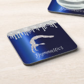 Marine Blauw Metallic Zilver Sparkle Gymnastiek Bier Onderzetter (Linkerzijde)