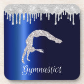 Marine Blauw Metallic Zilver Sparkle Gymnastiek Bier Onderzetter (Voorkant)