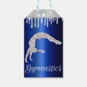 Marine Blauw Metallic Zilver Sparkle Gymnastiek Cadeaulabel (Voorkant)