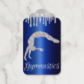 Marine Blauw Metallic Zilver Sparkle Gymnastiek Cadeaulabels (Achterkant)