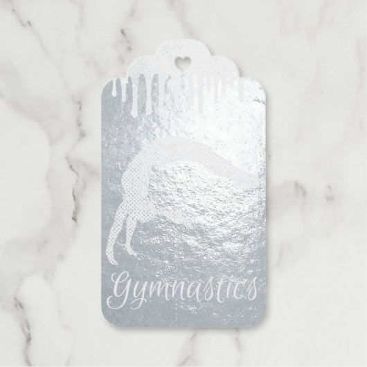 Marine Blauw Metallic Zilver Sparkle Gymnastiek Cadeaulabels (Voorkant)