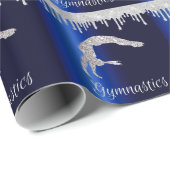 Marine Blauw Metallic Zilver Sparkle Gymnastiek Cadeaupapier (Rol Hoek)