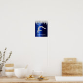 Marine Blauw Metallic Zilver Sparkle Gymnastiek Poster (Keuken)