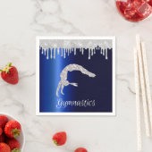 Marine Blauw Metallic Zilver Sparkle Gymnastiek Servet (Insitu)