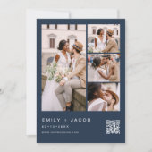 Marine Blauw Minimalistische Foto QR-code Witte br Kaart (Voorkant)