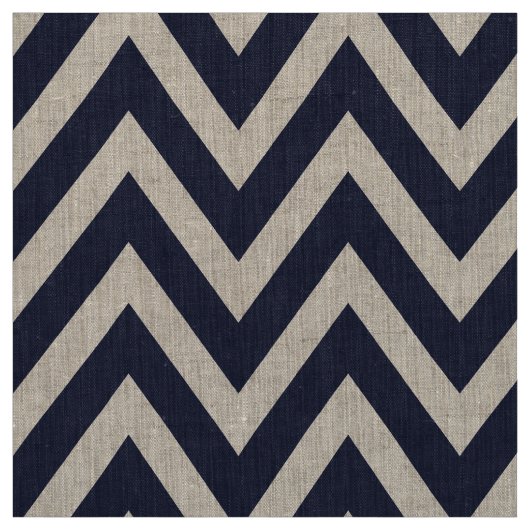 Marine Blauw Modern Chevron Grote Schaal Stof (Swatch)