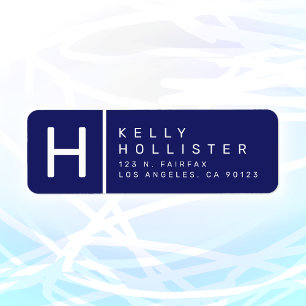 Marine Blauw   Modern retouradres Etiket