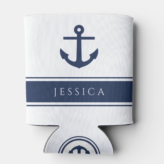 Marine Blauw Moderne Nautische Anker Aangepaste Na Blikjeskoeler (Achterkant)