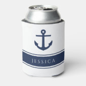 Marine Blauw Moderne Nautische Anker Aangepaste Na Blikjeskoeler (Blikje Achterkant)