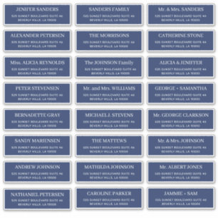 Marine blauw moderne typografie bruiloft gastadres sticker