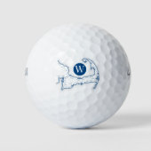 Marine Blauw Monogram Cape Cod Golfballen (Voorkant)