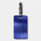 Marine Blauw Monogram Geborsteld Metaal Girly Scri Bagagelabel (Achterkant verticaal)