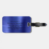 Marine Blauw Monogram Geborsteld Metaal Girly Scri Bagagelabel (Achterkant horizontaal)