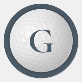 Marine Blauw Monogram Golf Ball Ronde Sticker