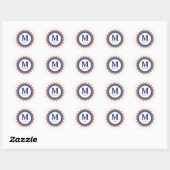 Marine Blauw Monogram Naam Mandala Custom Ronde Sticker (Vel)