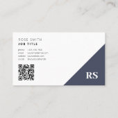 Marine Blauw | Monogram Stijlvolle QR-code Visitekaartje (Achterkant)