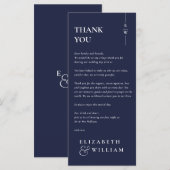 Marine Blauw Monogram Trouwen Dank u Plaats Kaart (Voorkant / Achterkant)