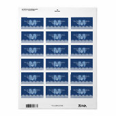 Marine Blauw Monogram Wit Kant Bruiloft M482M Etiket (Full Sheet)