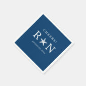 Marine Blauw Monogram Zeester | Bruiloft Servetten (Hoek)