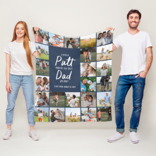 Marine blauw multi foto modern minimum golf vader fleece deken
