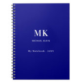 Marine blauw naam monogram notitieboek (Voorkant)