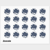 Marine Blauw natuurlijke wolk negen douche modern  Ronde Sticker (Vel)