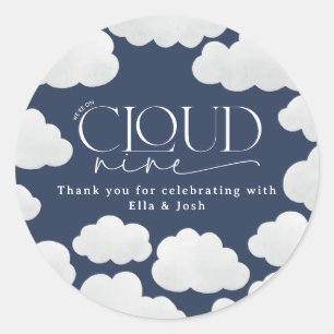 Marine Blauw natuurlijke wolk negen douche modern Ronde Sticker