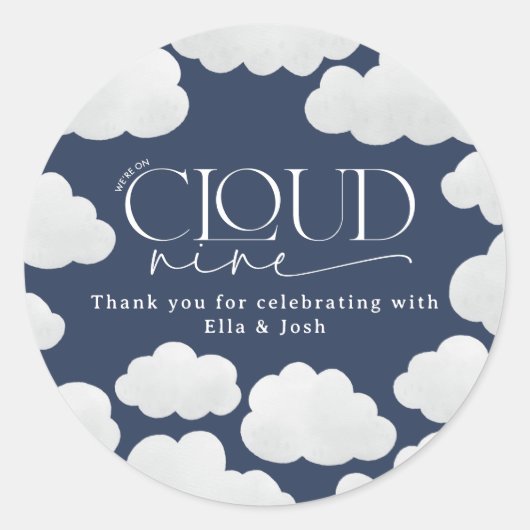 Marine Blauw natuurlijke wolk negen douche modern  Ronde Sticker (Voorkant)