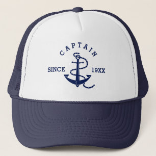 Marine Blauw Nautisch Anker Captain Custom Jaar Trucker Pet