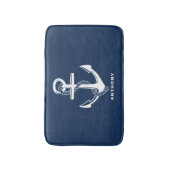Marine Blauw Nautisch Anker Gepersonaliseerde Badm Badmat (Voorkant Verticaal)