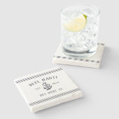 Marine Blauw Nautisch Rustiek Anker Boot Naam Stenen Onderzetter (Zijkant)