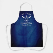 Marine Blauw Nautisch Thema Familienaam Schort (Voorkant)