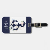 Marine blauw nautische anker jachthaven bloesem bagagelabel (Voorkant horizontaal)