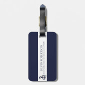 Marine blauw nautische anker jachthaven bloesem bagagelabel (Achterkant verticaal)