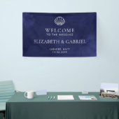 Marine Blauw Nautische Bestemming Bruiloft Welkoms Spandoek (Beurs)