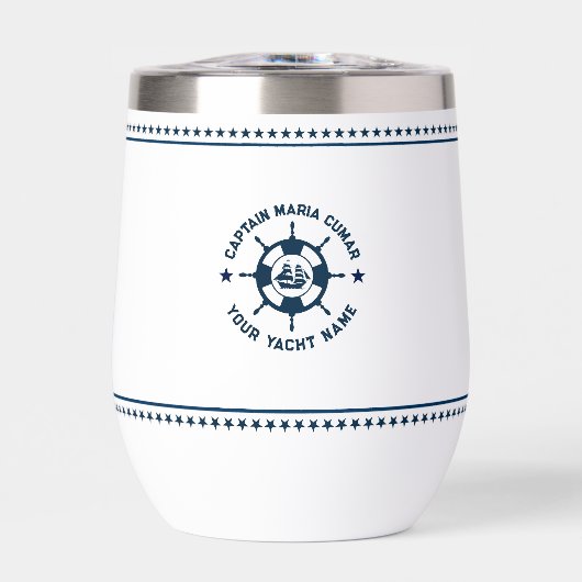 Marine Blauw Nautische Boot Wiel Blauwe Sterren (Voorkant)