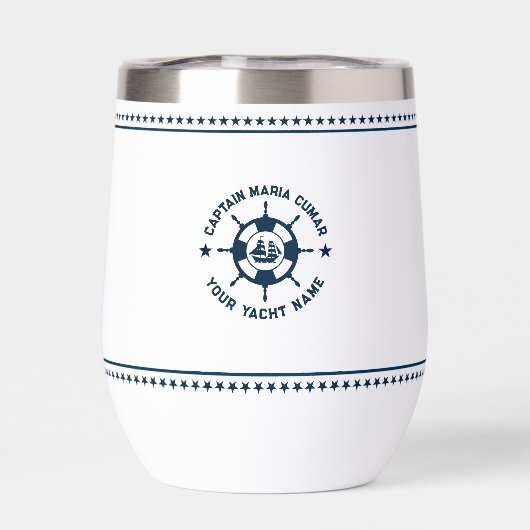 Marine Blauw Nautische Boot Wiel Blauwe Sterren (Achterkant)