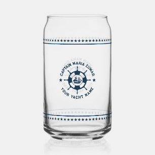 Marine Blauw Nautische Boot Wiel Blauwe Sterren Blikvorm Glas