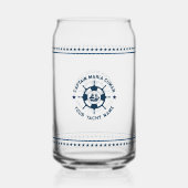 Marine Blauw Nautische Boot Wiel Blauwe Sterren Blikvorm Glas (Achterkant)