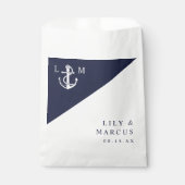Marine Blauw Nautische Minimalistische Monogram Tr Bedankzakje (Voorkant)