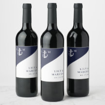 Marine Blauw Nautische Moderne Elegante Monogram H