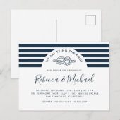 Marine Blauw Nautische Tying De Knoop Trouwen Uitnodiging Briefkaart (Voorkant / Achterkant)